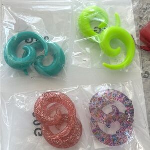Colorful Spiral Earrings Set 00 size gauges